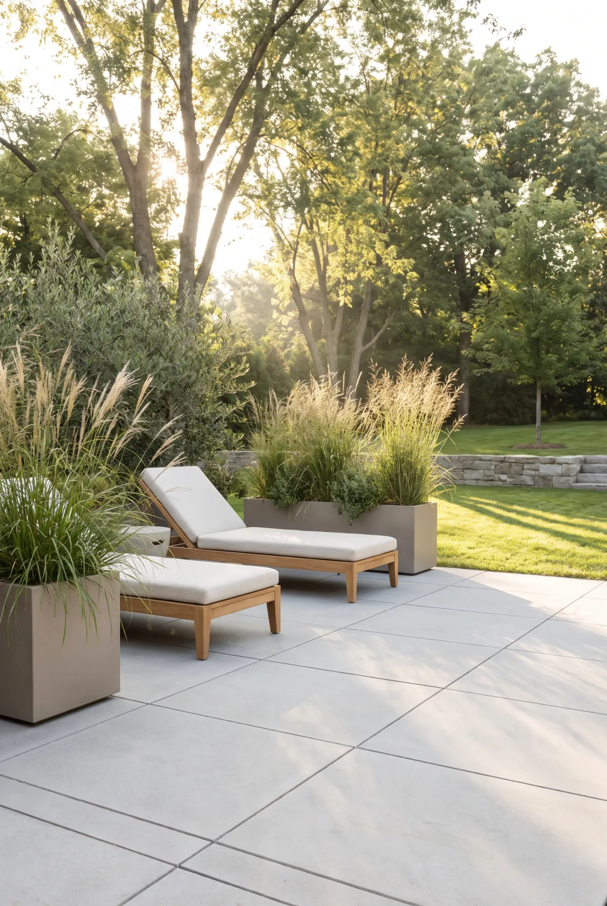 Large-format concrete slab paver patio with clean joints